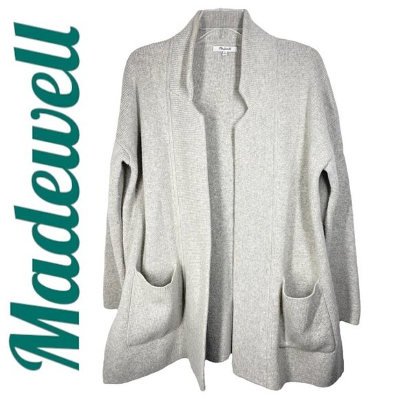 MADEWELL Hester Merino Wool Open Cardigan Sweater Coat Light Gray, Size Small - Picture 2 of 8